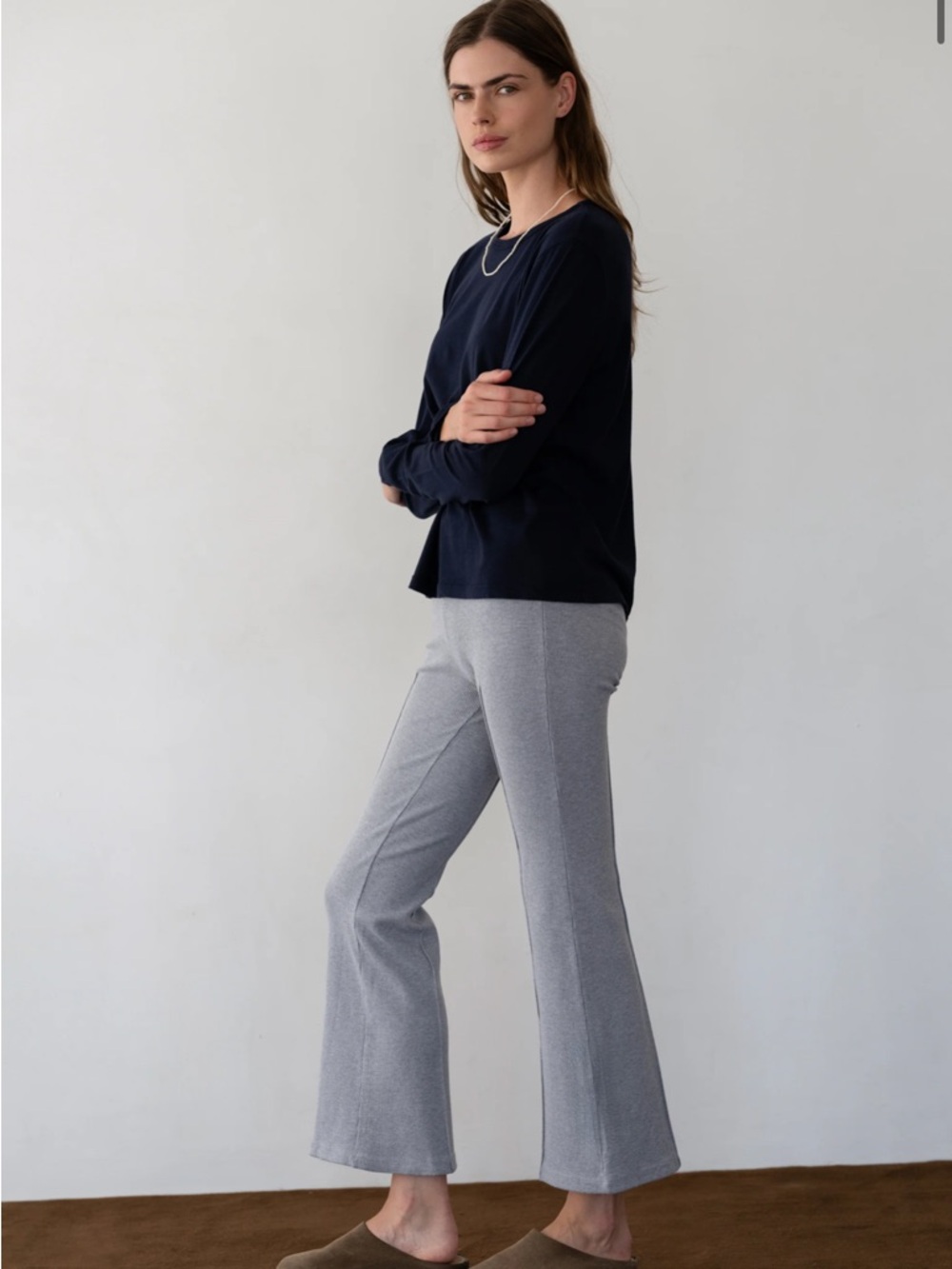 DONNI. Rib Kick Flare in Heather Gray - Picture 8 of 9